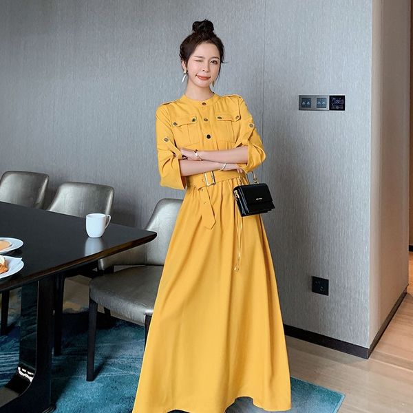 women's long yellow 2020 summer new dresslong skirt dress korean style fashion temperament waist slimming chic dress wervc, Black;gray
women's long yellow 2020 summer new dresslong skirt dress korean style fashion temperament waist slimming chic dress wervc, Black;gray