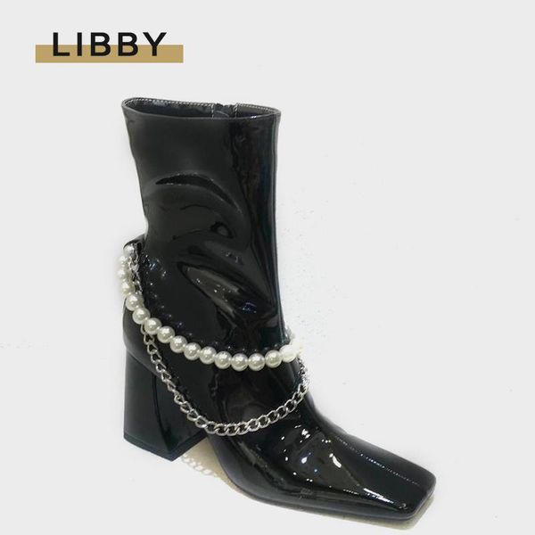 boots women ankle fashion metal chain square toe high heel winter lady decor chunky 2021 zipper shoes, Black
boots women ankle fashion metal chain square toe high heel winter lady decor chunky 2021 zipper shoes, Black