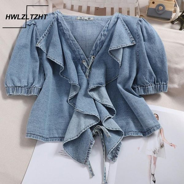 hwlzltzht denim shirt women's 2020 summer new korean-style short jeans shirt v-neck ruffled drawstring strap fashion blouse1, White
hwlzltzht denim shirt women's 2020 summer new korean-style short jeans shirt v-neck ruffled drawstring strap fashion blouse1, White