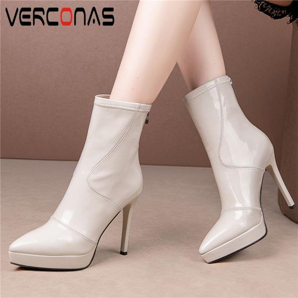 boots verconas fashion concise women ankle autumn winter platforms shoes woman genuine leather thin heels back zipper, Black
boots verconas fashion concise women ankle autumn winter platforms shoes woman genuine leather thin heels back zipper, Black