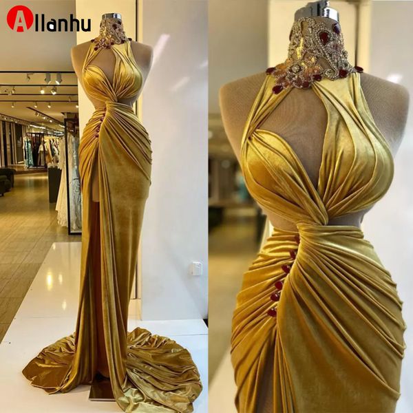 2022 new year's modern luxury formal evening dresses velvet high neck sequins mermaid prom gowns with pleats party dress, Black;red
2022 new year's modern luxury formal evening dresses velvet high neck sequins mermaid prom gowns with pleats party dress, Black;red