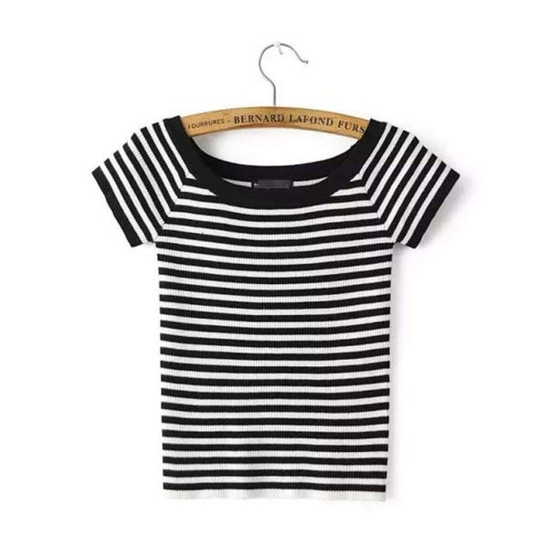 style summer new spring women's and slim one line collar striped short sleeve t-shirt, Black;gray
style summer new spring women's and slim one line collar striped short sleeve t-shirt, Black;gray