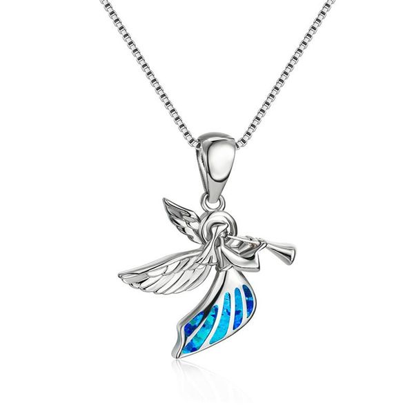 cute female blue opal pendant necklace silver color angel chain necklaces for women love wedding dainty necklace
cute female blue opal pendant necklace silver color angel chain necklaces for women love wedding dainty necklace
