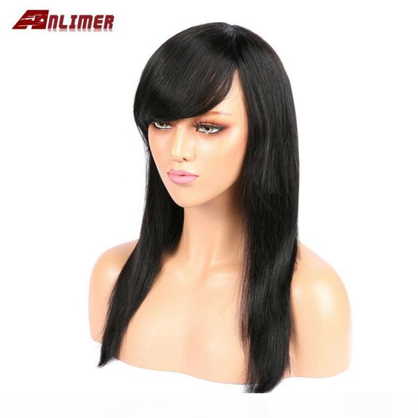 f anlimer 13x6 lace front brazilian human hair wigs with bangs silky straight with baby hair, Black
f anlimer 13x6 lace front brazilian human hair wigs with bangs silky straight with baby hair, Black