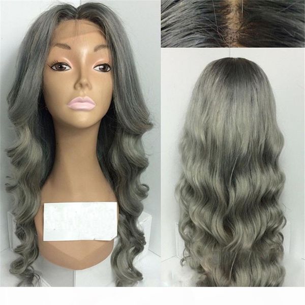 two tone ombre 1b grey body wave hair lace front wig synthetic african american ombre wigs, Black
two tone ombre 1b grey body wave hair lace front wig synthetic african american ombre wigs, Black
