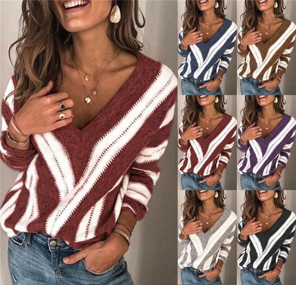 women ladies v-neck long sleeve pullover sweater loose jumper size s-2xl1, White;black
women ladies v-neck long sleeve pullover sweater loose jumper size s-2xl1, White;black