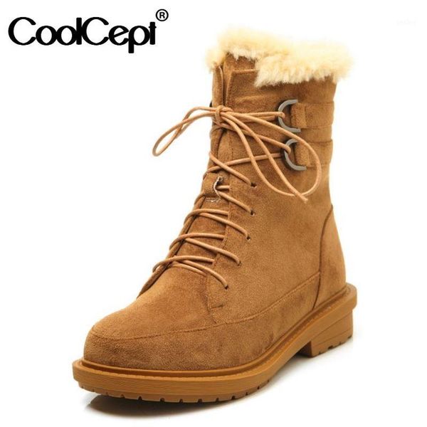 coolcept women ankle snow boots metal buckle lace up shoes flock round toe flats plush fur warm boots winter size 34-391, Black
coolcept women ankle snow boots metal buckle lace up shoes flock round toe flats plush fur warm boots winter size 34-391, Black