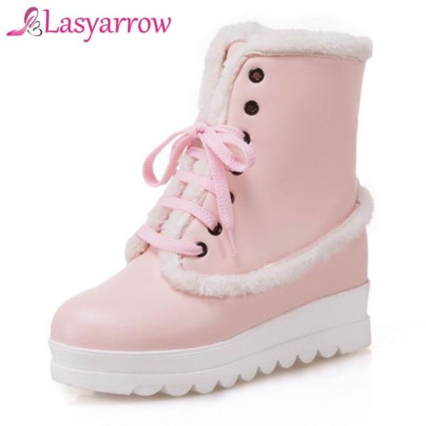 lasyarrow winter warm white height increasing snow boots women ankle boots lace up hidden wedges thick bottom round platform, Black
lasyarrow winter warm white height increasing snow boots women ankle boots lace up hidden wedges thick bottom round platform, Black