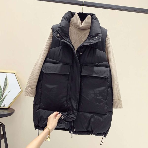 autumn winter 2020 new down cotton women's medium length vt korean loose and versatile et, Black;white
autumn winter 2020 new down cotton women's medium length vt korean loose and versatile et, Black;white