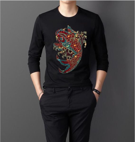 2021 new brand men tshirt fitness casual clothing nice rhinestones long shirt 4lv2, White;black
2021 new brand men tshirt fitness casual clothing nice rhinestones long shirt 4lv2, White;black