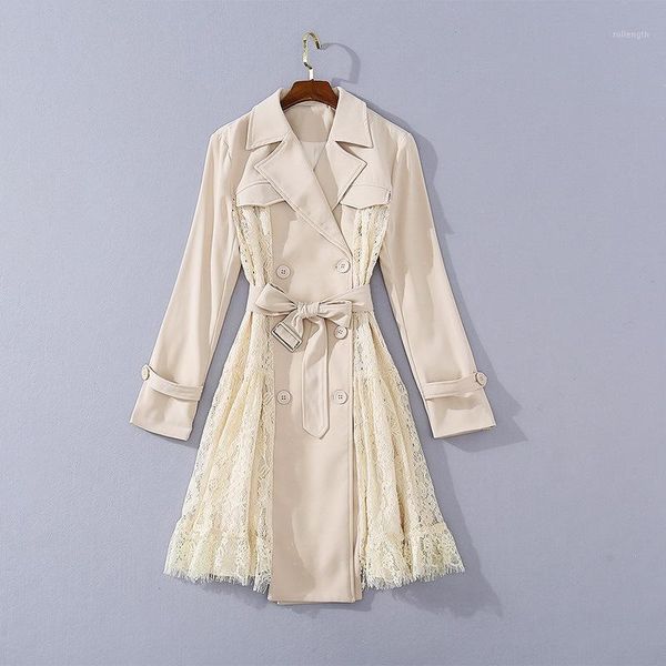 european and american women's clothing 2020 summer new style long sleeve double-breasted stitching lace fashion trench coat1, Tan;black
european and american women's clothing 2020 summer new style long sleeve double-breasted stitching lace fashion trench coat1, Tan;black
