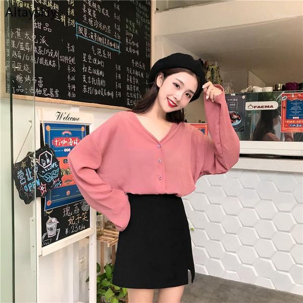 shirts women long sleeve single breasted v-neck chic solid womens all-match loose leisure shirt trendy elegant korean style 20201, White
shirts women long sleeve single breasted v-neck chic solid womens all-match loose leisure shirt trendy elegant korean style 20201, White