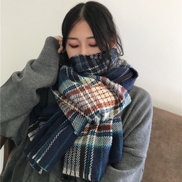 korean version women's autumn winter thickened scarves for all kinds of students' plaid shawl large and long warm imitation cashme, Blue;gray
korean version women's autumn winter thickened scarves for all kinds of students' plaid shawl large and long warm imitation cashme, Blue;gray