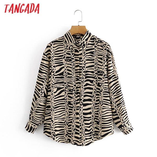 women's blouses & shirts tangada spring women oversized animal print blouse long sleeve chic female office lady shirt blusas femininas, White
women's blouses & shirts tangada spring women oversized animal print blouse long sleeve chic female office lady shirt blusas femininas, White