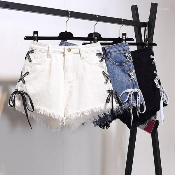 2020 new fashion large size fat bandage high waist denim shorts female summer loose was thin wide leg black white pants1, Blue
2020 new fashion large size fat bandage high waist denim shorts female summer loose was thin wide leg black white pants1, Blue