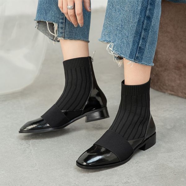 boots 2021genuine leather knitting autumn winter shoes platform chunky low heels women's ankle party woman, Black
boots 2021genuine leather knitting autumn winter shoes platform chunky low heels women's ankle party woman, Black