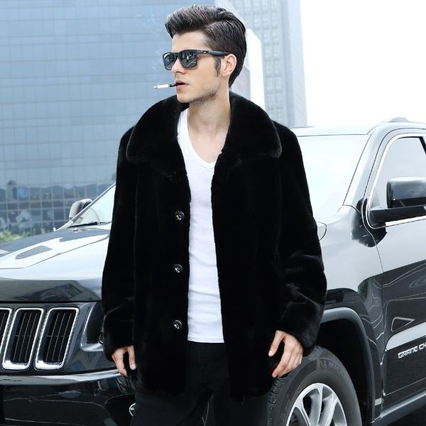 men's fur & faux black coat lapel long sleeve jacket thick warm outwear for male winter clothing single breasted s2
men's fur & faux black coat lapel long sleeve jacket thick warm outwear for male winter clothing single breasted s2