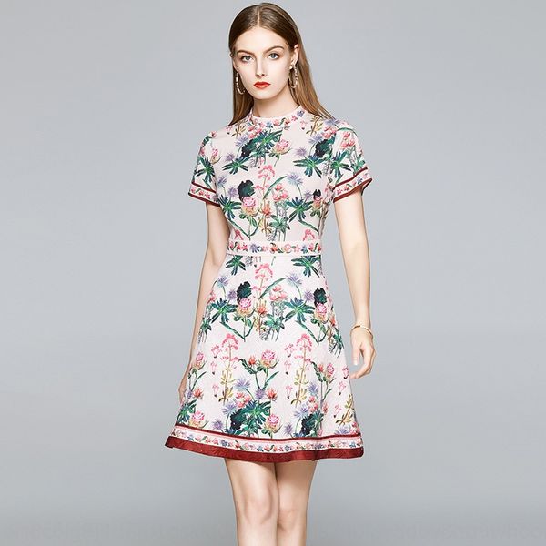 small a-line women's standing collar with waistband dress skirt dress shows slim celebrity temperament print skirt new summer 2020 zkjx, Black;gray
small a-line women's standing collar with waistband dress skirt dress shows slim celebrity temperament print skirt new summer 2020 zkjx, Black;gray