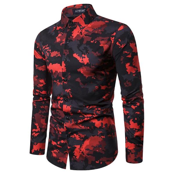 men's digital printed plus-size shirts with long sleeves for spring autumn eu size men shirts, White;black 
men's digital printed plus-size shirts with long sleeves for spring autumn eu size men shirts, White;black