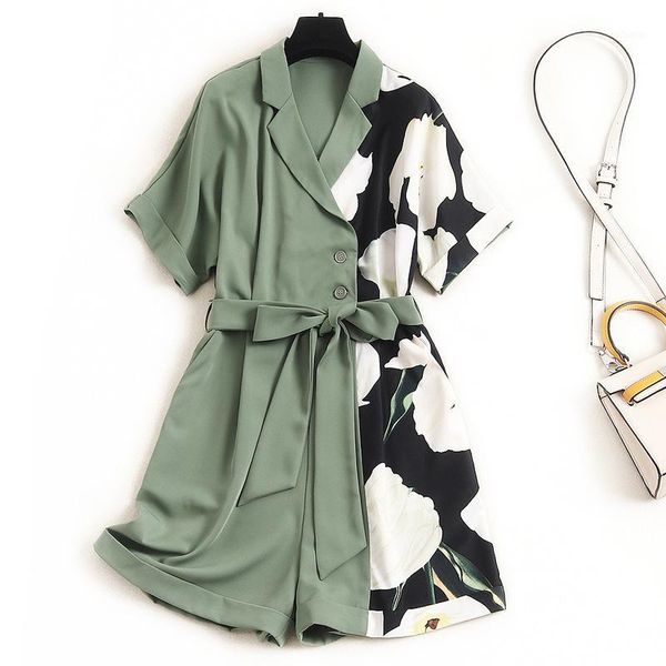 women rompers and playsuits summer 2020 short sleeve notched collar dsigner floral print color block patchwork overalls green1, Black;white
women rompers and playsuits summer 2020 short sleeve notched collar dsigner floral print color block patchwork overalls green1, Black;white