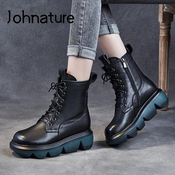 johnature winter women boots warm shoes genuine leather 2020 new zip round toe lace-up fashion leisure concise platform boots, Black
johnature winter women boots warm shoes genuine leather 2020 new zip round toe lace-up fashion leisure concise platform boots, Black