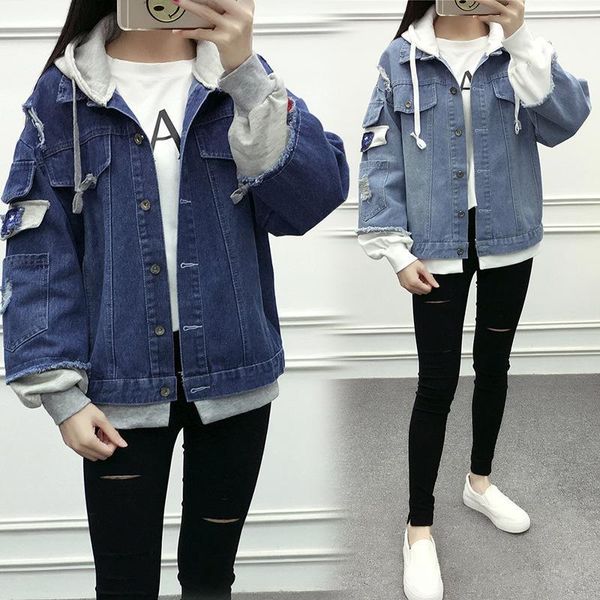 women's jackets fashion female loose hooded korean style casual coats jeans denim jackets1, Black;brown
women's jackets fashion female loose hooded korean style casual coats jeans denim jackets1, Black;brown