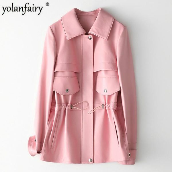 women's leather & faux genuine jacket women pink spring autumn 100% sheepskin coat korean jackets 2021 hq20-lzj2021-1a kj4642, Black 
women's leather & faux genuine jacket women pink spring autumn 100% sheepskin coat korean jackets 2021 hq20-lzj2021-1a kj4642, Black