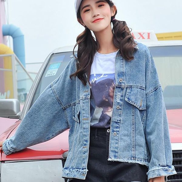 women's jackets 2021 women denim jacket loose batwing sleeve casual vintage frayed hole coat chic patchwork lady zjk091, Black;brown
women's jackets 2021 women denim jacket loose batwing sleeve casual vintage frayed hole coat chic patchwork lady zjk091, Black;brown