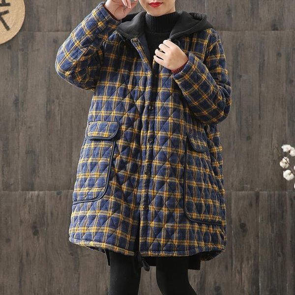 winter retro loose thick quilted cotton cloth large size cotton padded clothes womens linen plaid with middle long coat, Black
winter retro loose thick quilted cotton cloth large size cotton padded clothes womens linen plaid with middle long coat, Black