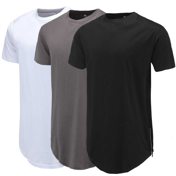summer new solid color short sleeve t-shirt men's hip hop wind side zipper arc hem, White;black
summer new solid color short sleeve t-shirt men's hip hop wind side zipper arc hem, White;black