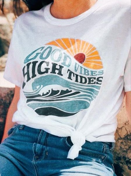 women harajuku t shirt good vibes high tides print t shirt short sleeve femme white aesthetic festival clothes
women harajuku t shirt good vibes high tides print t shirt short sleeve femme white aesthetic festival clothes