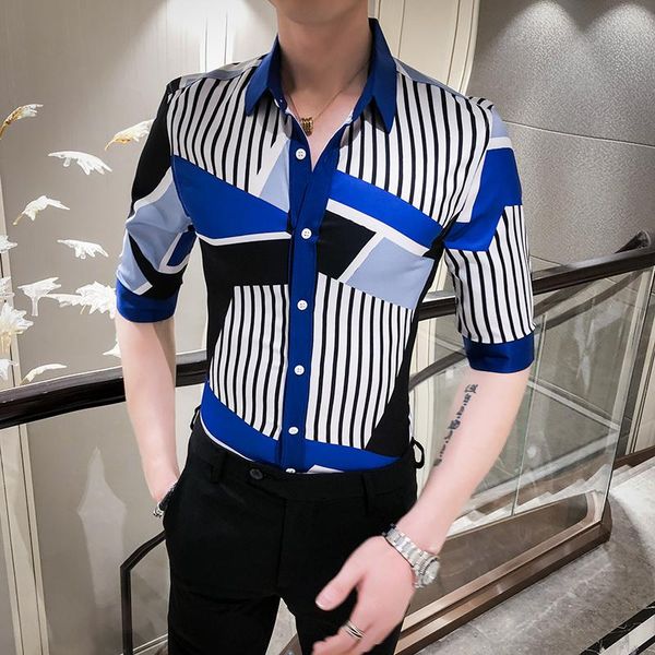 splice striped shirt casual slim fit mens dress shirts summer half sleeve streetwear social fancy shirts camisas para hombre men, White;black
splice striped shirt casual slim fit mens dress shirts summer half sleeve streetwear social fancy shirts camisas para hombre men, White;black