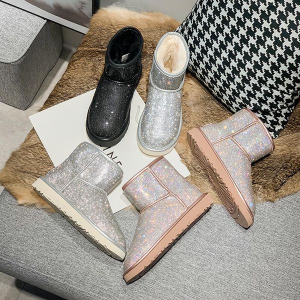 glitter leather bling bling winter boots women flat heel short boots fashion brand fur snow botas de invierno para mujer, Black
glitter leather bling bling winter boots women flat heel short boots fashion brand fur snow botas de invierno para mujer, Black