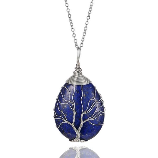 pendant necklaces unique wire wrap natural stone necklace diy chakra tree of life handmade lapis lazuli/opal for women, Silver
pendant necklaces unique wire wrap natural stone necklace diy chakra tree of life handmade lapis lazuli/opal for women, Silver