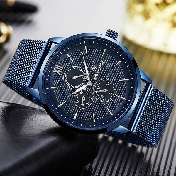 new naviforce fashion sports watches men blue stainless steel mesh band waterproof business male clock men's quartz wristwatch
new naviforce fashion sports watches men blue stainless steel mesh band waterproof business male clock men's quartz wristwatch