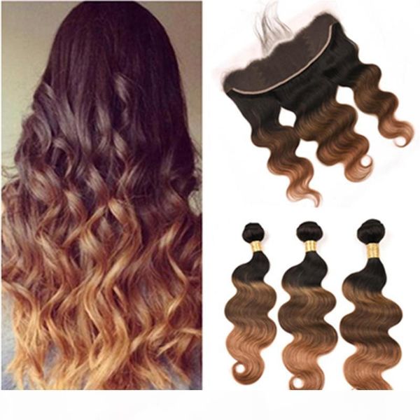 three tone ombre virgin hair lace frontal closure with bundles #1b 4 30 ombre peruvian body wave human hair weaves 3bundles with frontal, Black;brown
three tone ombre virgin hair lace frontal closure with bundles #1b 4 30 ombre peruvian body wave human hair weaves 3bundles with frontal, Black;brown