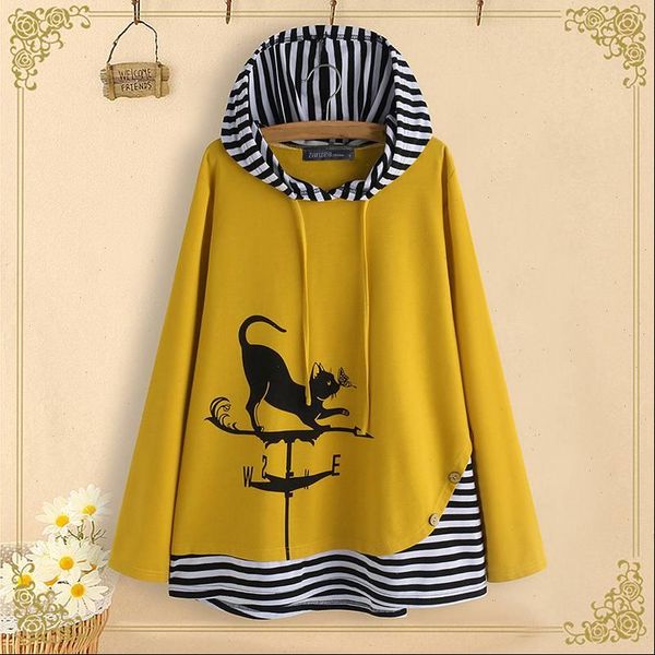 plus size zanzea striped patchwork shirts sping cat cartoon print tunic women hooded long sleeve party female blusas, White
plus size zanzea striped patchwork shirts sping cat cartoon print tunic women hooded long sleeve party female blusas, White