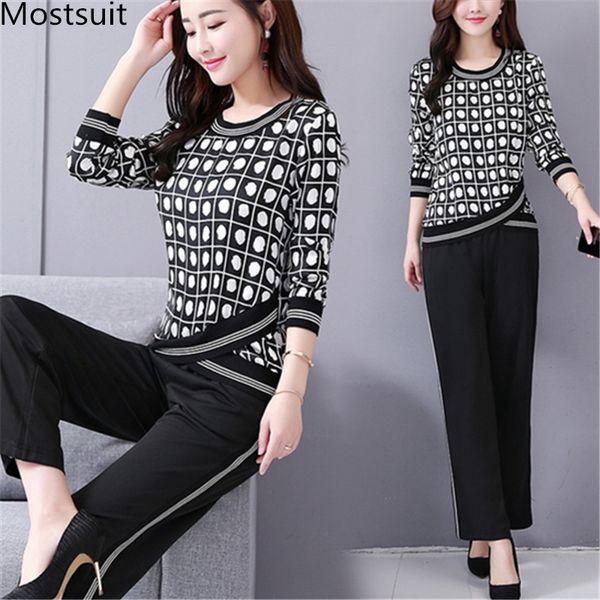 5x autumn black printed two piece sets women plus size long sleeve and pants suits korean elegant office 2 piece sets 201008, White
5x autumn black printed two piece sets women plus size long sleeve and pants suits korean elegant office 2 piece sets 201008, White