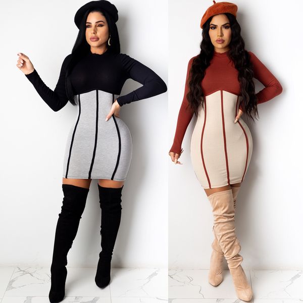 patchwork slim womens designer dresses bodycon contrast color long sleeve women dress casual spring summer clothing, Black;gray
patchwork slim womens designer dresses bodycon contrast color long sleeve women dress casual spring summer clothing, Black;gray