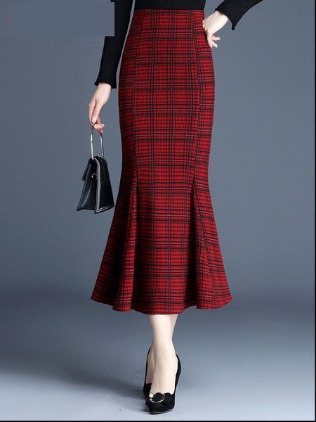 new plaid fishtail skirt women spring autumn package buttocks winter casual trumpet mermaid mid calf size s 4xl, Black
new plaid fishtail skirt women spring autumn package buttocks winter casual trumpet mermaid mid calf size s 4xl, Black
