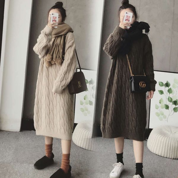 over long sweater the knee suit knitted pregnant women's autumn and winter drs, White
over long sweater the knee suit knitted pregnant women's autumn and winter drs, White