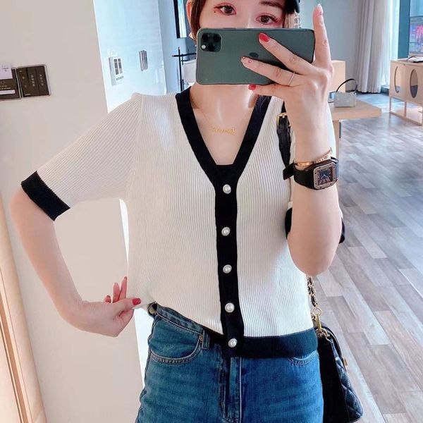 v-neck color matching small fragrance medium sleeve t-shirt elastic with cardigan t-shirt perfume jacket perfume women's korean jacket, White;black
v-neck color matching small fragrance medium sleeve t-shirt elastic with cardigan t-shirt perfume jacket perfume women's korean jacket, White;black