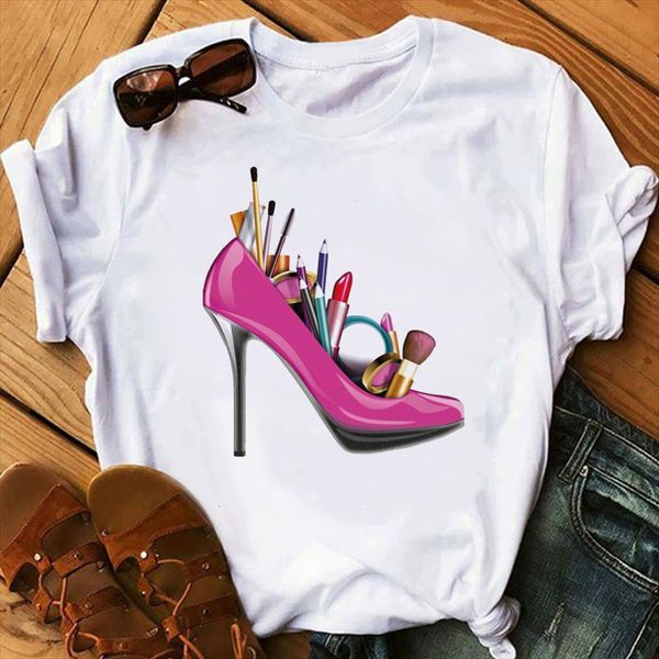pink high heel t shirt lady make up paris style t shirt women summer short sleeve tee girl hipster, White
pink high heel t shirt lady make up paris style t shirt women summer short sleeve tee girl hipster, White