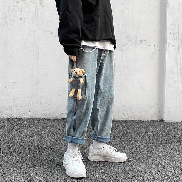 2021 new men's bear 2021 spring summer new woman casual oversize denim pants man korean streetwear jeans hip hop hg3j, Blue
2021 new men's bear 2021 spring summer new woman casual oversize denim pants man korean streetwear jeans hip hop hg3j, Blue