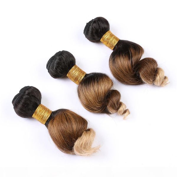 #1b 4 27 honey blonde ombre malaysian human hair weaves 3 bundle deals dark root 3tone loose wave virgin hair extensions double wefts, Black;brown
#1b 4 27 honey blonde ombre malaysian human hair weaves 3 bundle deals dark root 3tone loose wave virgin hair extensions double wefts, Black;brown