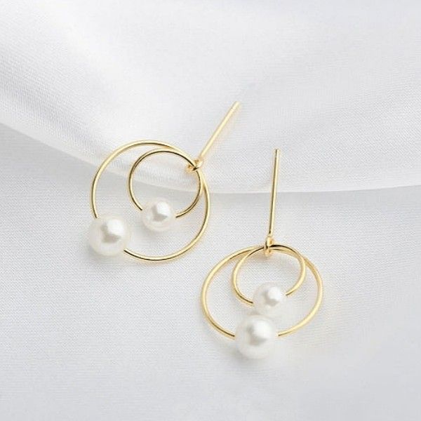 925 sterling silver fashion new fairy double pearls stud earrings delicate simple style earrings for girls designer jewelry women earrings, Golden
925 sterling silver fashion new fairy double pearls stud earrings delicate simple style earrings for girls designer jewelry women earrings, Golden
