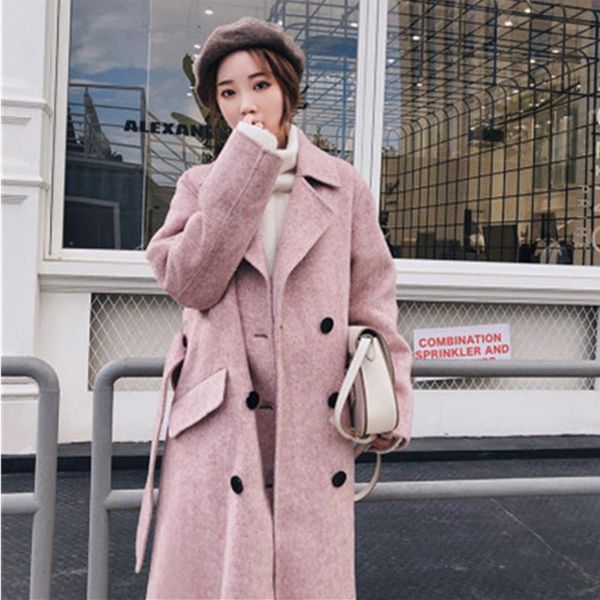 female woolen coat pink 2021 spring autumn new long fashion loose section wool jacket woolen coat women outerwear manteau femme, Black
female woolen coat pink 2021 spring autumn new long fashion loose section wool jacket woolen coat women outerwear manteau femme, Black