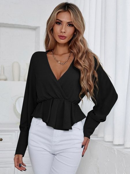 lantern sleeve peplum blouse w1vd#, White
lantern sleeve peplum blouse w1vd#, White