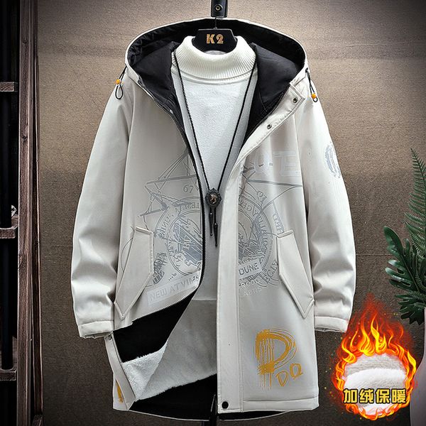 winter new mid long plush fashion graffiti cotton padded coat men's youth jacket, Black;brown 
winter new mid long plush fashion graffiti cotton padded coat men's youth jacket, Black;brown
