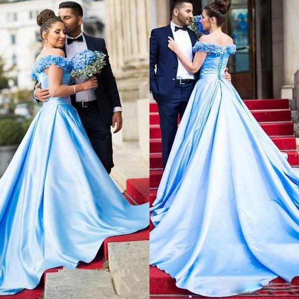 ligh sky blue hand made flowers prom dresses dubai arabic pageant gowns occasion evening party dress corset quinceanera dresses vestidos, Black;red 
ligh sky blue hand made flowers prom dresses dubai arabic pageant gowns occasion evening party dress corset quinceanera dresses vestidos, Black;red